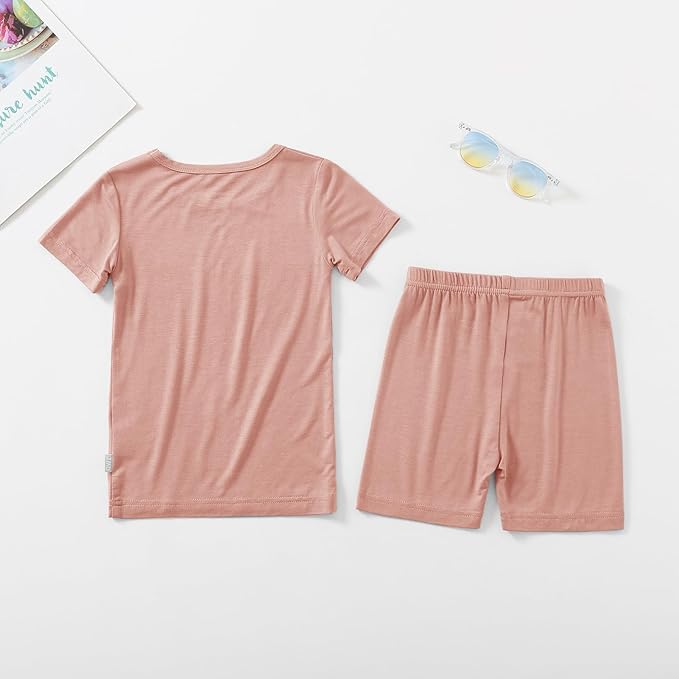 Jimonda Toddler Kids Girls Boys Pajamas Sets Soft Comfy Jammies Tencel Solid Raglan Sleepwear Pajamas Pjs 2pcs Set 18M-8Y