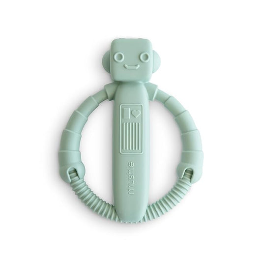 mushie Silicone Baby Robot Rattle Teether Toy