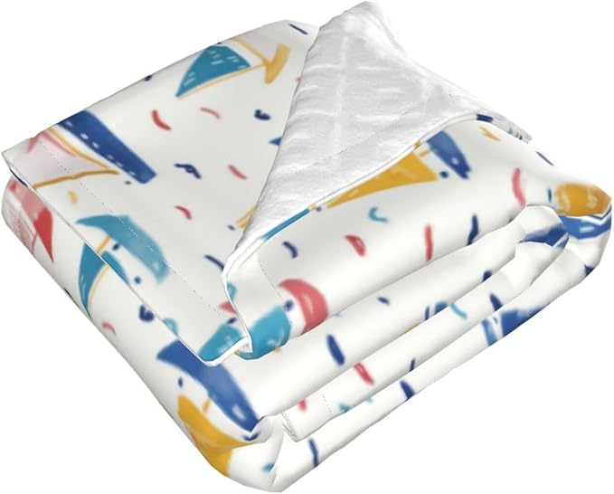 Baby Blanket Boats Childish for Boy Girl Newborn 30x40 Inch Toddler Infant Nursery Throw Blankets Double Layer Comfy Soft Plush Stroller Crib Quilt