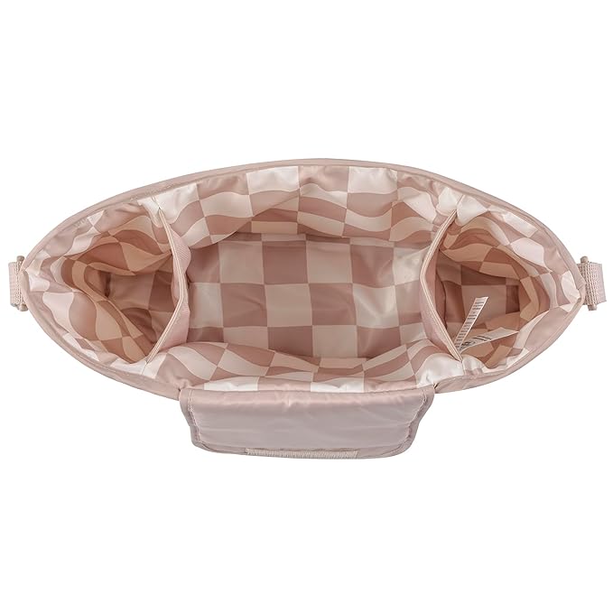 Tiny Twinkle Universal Stroller Organizer with Adjustable Strap - Waterproof Stroller Caddy Fits Baby Jogger,Nuna,Graco,Donna and Bugaboo Strollers（Beige Checkers）