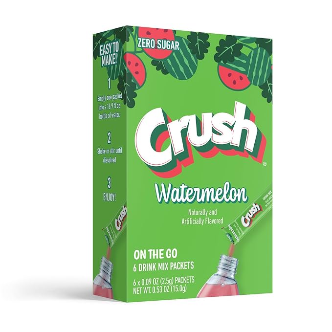 Crush- Powder Drink Mix - Sugar Free & Delicious (Watermleon, 72 Sticks)