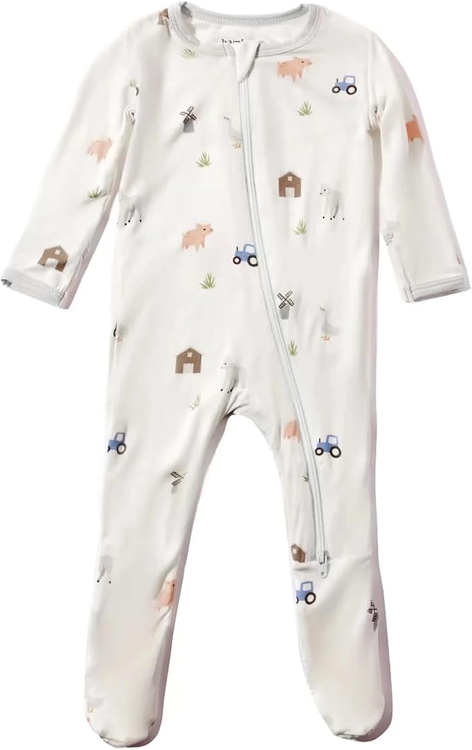 Bamboo Little Soft Baby Footie Pajamas, Baby Clothes, Newborn Sleepers, 95% Viscose and 5% Spandex, 0-24 Months