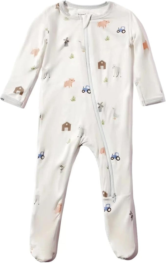 Bamboo Little Soft Baby Footie Pajamas, Baby Clothes, Newborn Sleepers, 95% Viscose and 5% Spandex, 0-24 Months