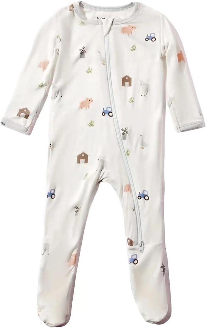 Bamboo Little Soft Baby Footie Pajamas, Baby Clothes, Newborn Sleepers, 95% Viscose and 5% Spandex, 0-24 Months