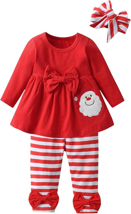 3PCS Baby Girl Clothes Ruffle Floral Shirt Tops Pants Headband Outfit Sets