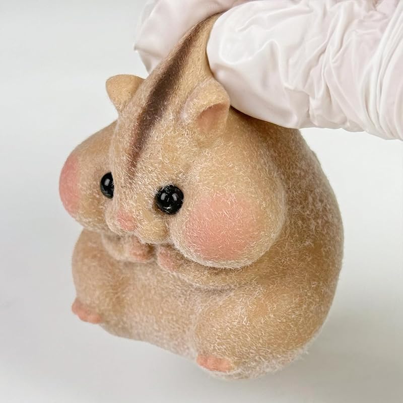 Handmade Taba Squishy Hamster Toy, Cute Squishy Hamster Fidget Toy, Realistic Hamster Toy, Soft Silicone Mochi Furry Toy, Stress Relief Gift for Adults & Kids, Sensory Anxiety Plushie(Brown)