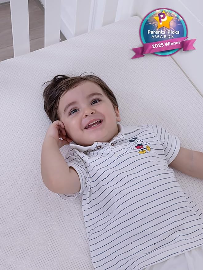 BABELIO Crib Mattress Topper, 100% Machine Washable Breathable Silicone Foam Toddler Mattress Topper Pad, Zipper Cover, 52" x 27" x 1", Fits Standard Size Cribs & Toddler Beds