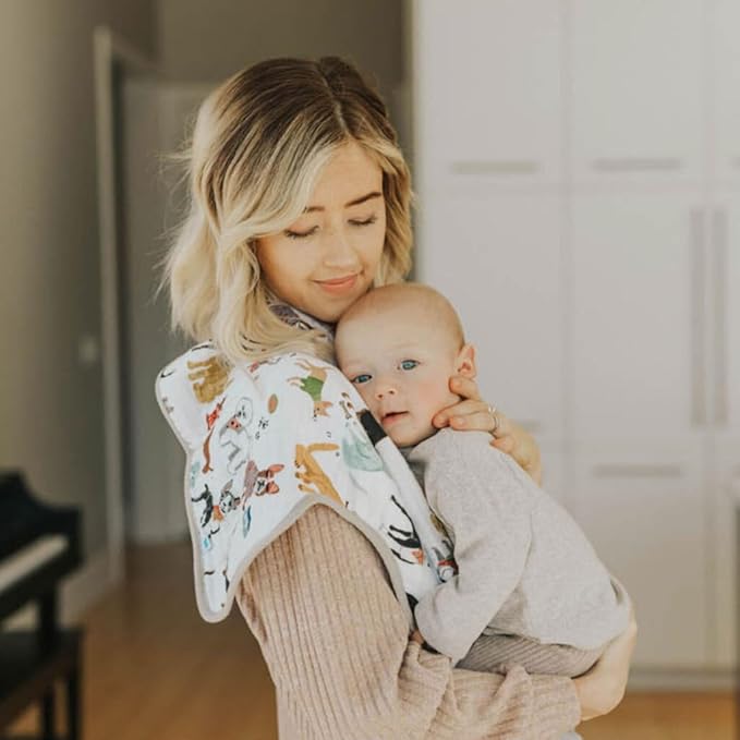 Little Unicorn Ultra-Absorbent Premium Burp Cloth 2 Pack | Soft on Baby's Skin | Larger Size | Ergonomic Design | Set of 2 (Woof)