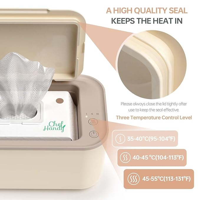 Baby Wipe Warmer, Wipe Warmer and Baby Wet Wipes Dispenser, 3 Mode Temp Control, Large Capacity, Evenly Overall Heating, Silence for Babies, Portable Diaper Wipe Warmer with Changing Light (Yellow)