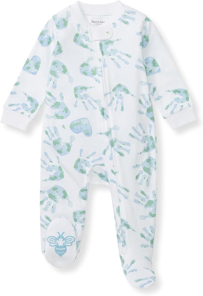 Burt's Bees Baby Baby Girls Pajamas, Zip Front Non-Slip Footed Sleeper Pjs, 100% Organic Cotton