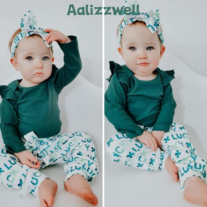 Aalizzwell Preemie Newborn Infant Baby Girls Clothes Ribbed Romper Bodysuit Pants Set Fall Winter Outfits