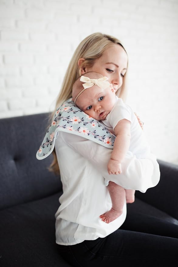 Copper Pearl Premium Baby Burp Cloths - 3-Pack Large Cotton Burp Cloths, Extra Soft Spit Up Rags with 3 Absorbent Layers, Perfect for Baby Girl Gifts (21" x 10" Size, Morgan Set)