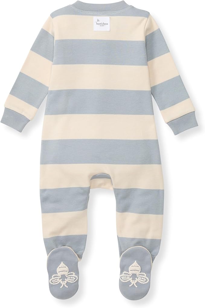 Burt's Bees Baby Baby Girls Pajamas, Zip Front Non-Slip Footed Sleeper Pjs, 100% Organic Cotton