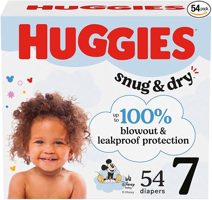 Huggies Size 7 Diapers, Snug & Dry Baby Diapers, Size 7 (41+ lbs), 54 Count, Packaging May Vary
