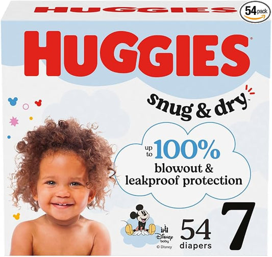 Huggies Size 7 Diapers, Snug & Dry Baby Diapers, Size 7 (41+ lbs), 54 Count, Packaging May Vary