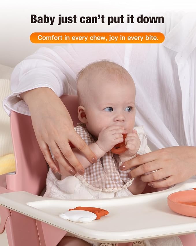 Silicone Baby Fruit Food Feeder & Breastmilk Popsicle Molds Combo, Silicone Feeder for Safe Infant Self Feeding, 6+ Month (Orange)