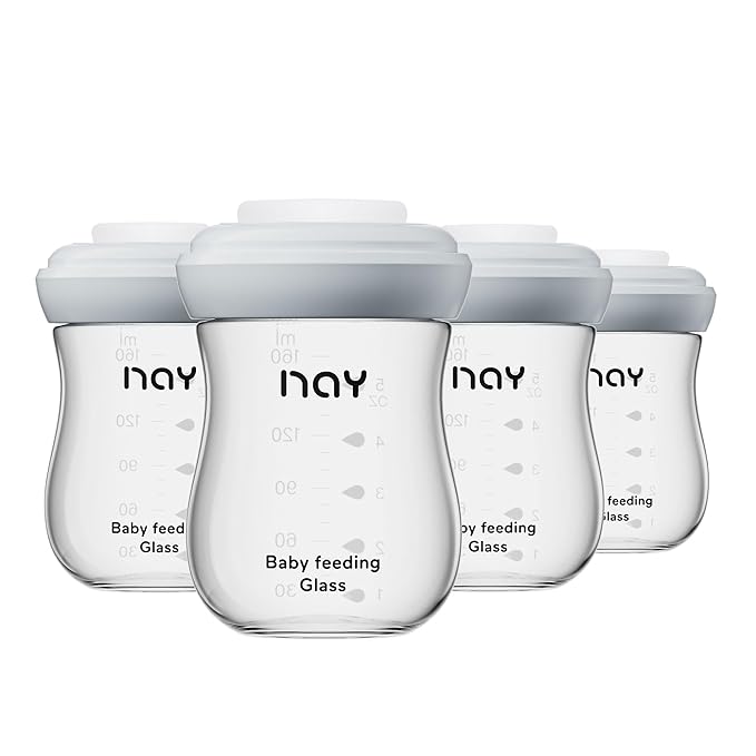 Glass Breastmilk Storage Bottles, 5.4oz Wide Neck Breast Milk Containers, BPA-Free, Lead-Free, Fits Breast Pumps and Nipples, 4 Pack