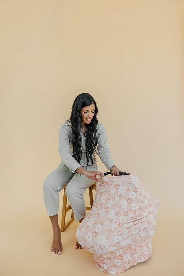 Copper Pearl Multi-Use Cover: Car Seat Covers, Nursing Cover, and Stroller Cover for Sun - Stretchy Fabric, All-Season Use, Stylish Designs, Easy Access for Moms - Penny