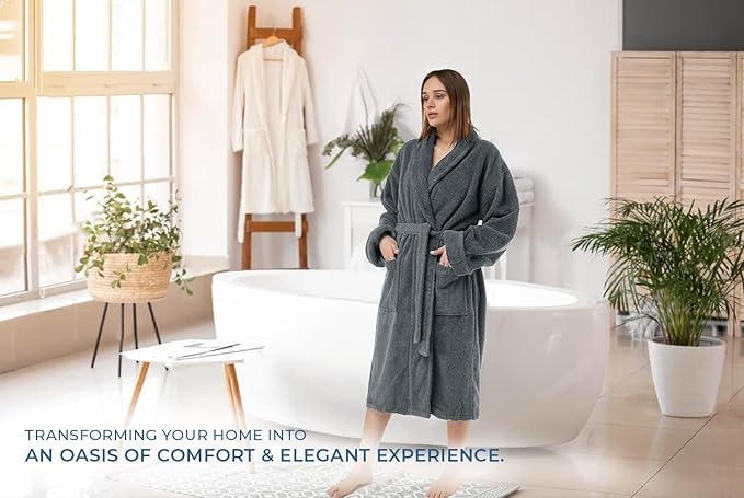 DAN RIVER Premium Cotton Terry Robes for Women and Men, Ultra Soft bathrobe with Adjustable Waist Belt and Pockets Pack of 1