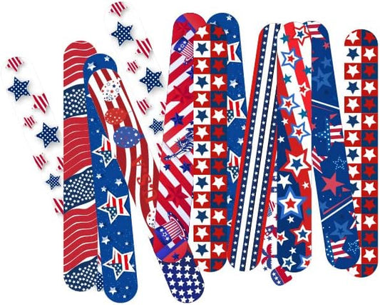 50 Pcs Slap Bracelets for Kids 4th of July Slap Bracelets Bulk Snap Bracelet Party Supplies Favors Classroom Prizes Exchanging Gifts