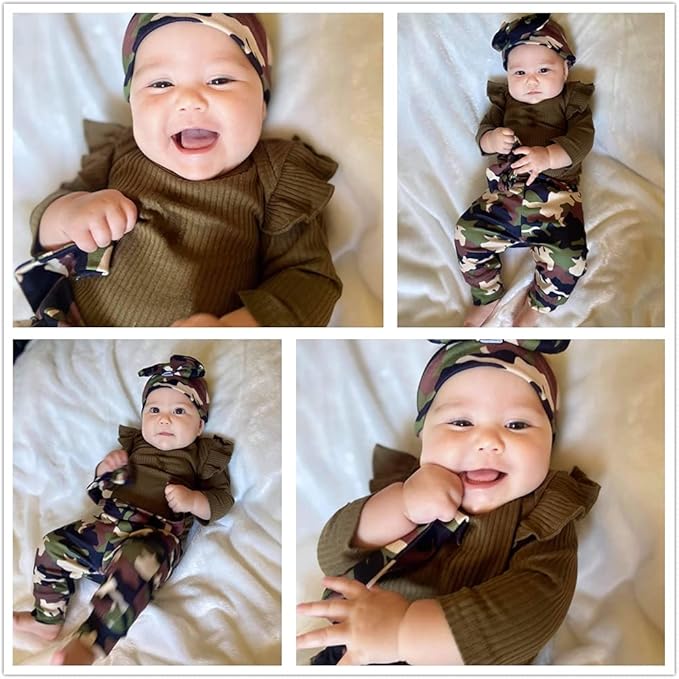 Aalizzwell Preemie Newborn Infant Baby Girls Clothes Ribbed Romper Bodysuit Pants Set Fall Winter Outfits