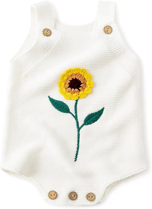 Simplee kids Baby Girls Sunflower Knit Rompers Knit Clothes for Newborn Baby Girls