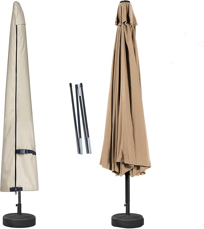 Porch Shield Patio Umbrella Cover - Outdoor Waterproof Garden Market Parasol Covers Fits Market Umbrella up to 12 Feet, Beige