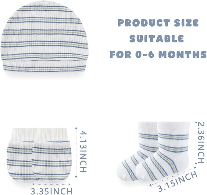 Baby Girls Boys Hats Mittens and Socks Set Cotton Infant Caps Newborn Soft Gloves 0-6 Months