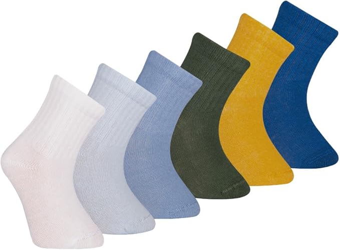 Bella Seamless-Toe Turkish Cotton Ribbed Crew Socks - Stylish and Cozy 6-Pack Baby & Toddler Socks