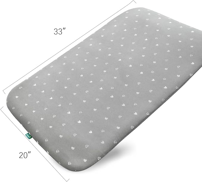 Bassinet Mattress Pad 33" x 20" x 1”, Fits Baby Delight, YADAQE, Koolerthings, Angelbliss and Other Bedside Sleeper, Waterproof Lining Breathable Soft, Baby Foam with Removable Zippered Cover
