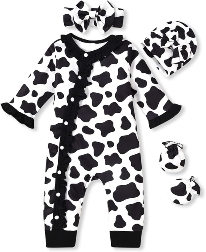 Aalizzwell Baby Girls Romper Outfit Fall Winter Clothes with Accessories