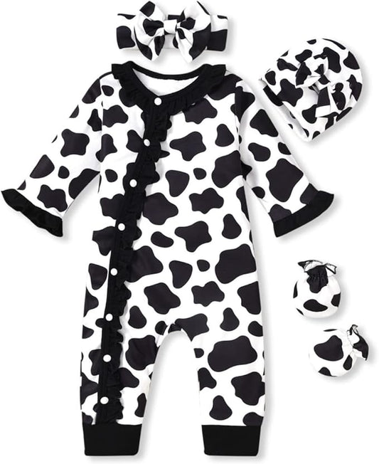 Aalizzwell Baby Girls Romper Outfit Fall Winter Clothes with Accessories