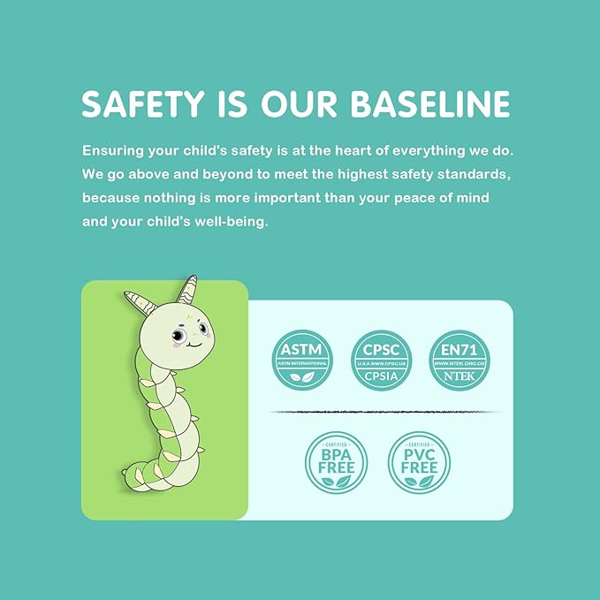 Infinno Baby Musical Stuffed Sensory Toys for Girls and Boys, Infant Soft Security Toys for Newborns 0-3-6-12 Months with Crinkle and Rattles, Caterpillar, Green