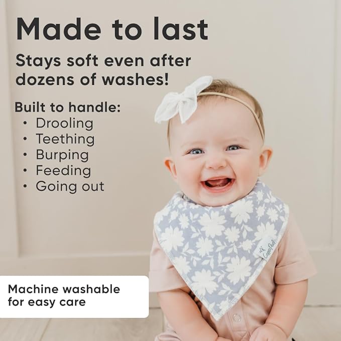 Copper Pearl 4 Pack Soft Cotton Baby Bibs for Drooling and Teething, Absorbent Drool Bibs for Baby Girl and Boy, Adjustable to Fit Newborns to Toddlers, Tons of Styles (Lacie)