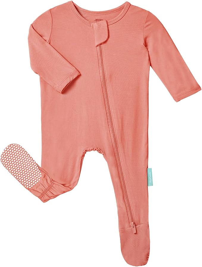 PurComfy Baby Zipper Footie Pajamas, Supersoft Bamboo Rayon Baby Footed Pjs Boy Girl 0-3-6-9-18-24 Month Coverall Sleepers