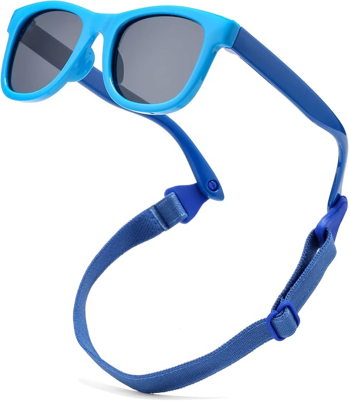 COASION Bendable Flexible Polarized Newborn Baby Sunglasses with Strap for Infant Boys Girls Age 0-12 Months CA8042