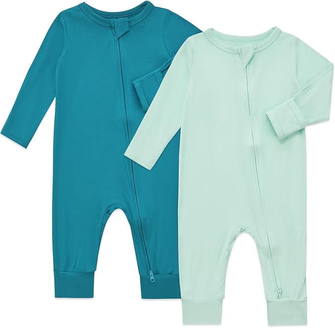 Aablexema Baby Footless Pajamas Rayon 3pcs Unisex Infant Zipper Romper with Mitten Cuffs Sleep Play PJs