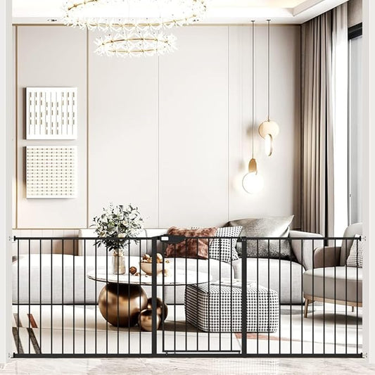 DEARBB Triple Lock Baby Gate for Stairs Doorways and House 31" to 86" Extra Wide Pressure Mounted Easy Walk Through Auto Close Safety Pet Gate Black 76.77-86.22"