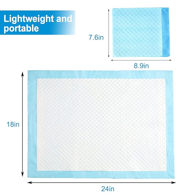 Clearworld 50 Pack Disposable Changing Pad, Waterproof Baby Disposable Underpads, Portable Diaper Changing Mat 3-Layer Leak-Proof,Breathable,Comfortable Always Keep Skin Dry 24”x18”