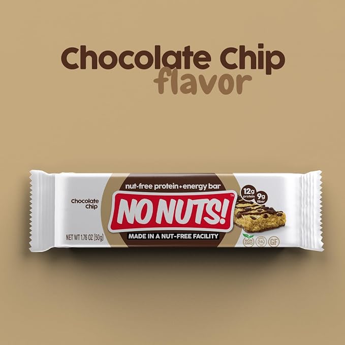 No Nuts! 100% Nut Free Dairy Free Vegan Protein Bars, Chocolate Chip, Organic, Kosher, Egg-Free, Non-Gmo & Dairy-Free Protein Bars