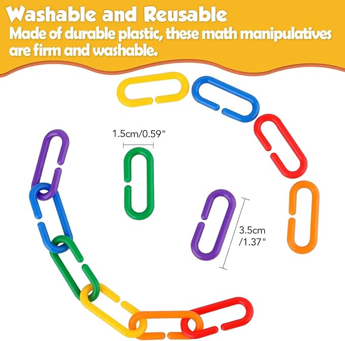 Aizweb 240pcs C-Clips Hooks Plastic Chain Links - Counting & Linking Activity Kit, Sensory Toys for Toddlers, Develops Kid's Fine Motor and Color Recognition & Sorting Skills,Educational Learning Toys