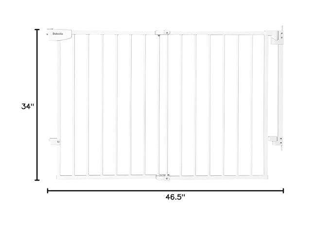 Babelio 34" Tall No Bottom Bar Baby/Dog Gate for Stairs, House and Doorways, 29.7-46.5" Auto Close Safety Pet Gates with Large Walk Thru Door, Hardware Mount, White