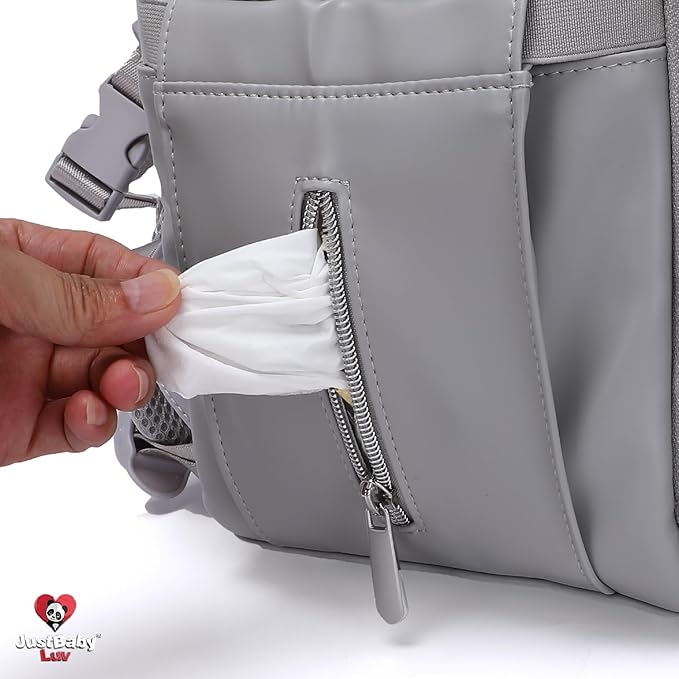 Award-Winning Premium Leather Diaper Bag Backpack – Stylish, Durable, Waterproof Vegan Leather with PEVA Changing Pad & Baby Headrest, Travel-Friendly, Organized for Busy Parents