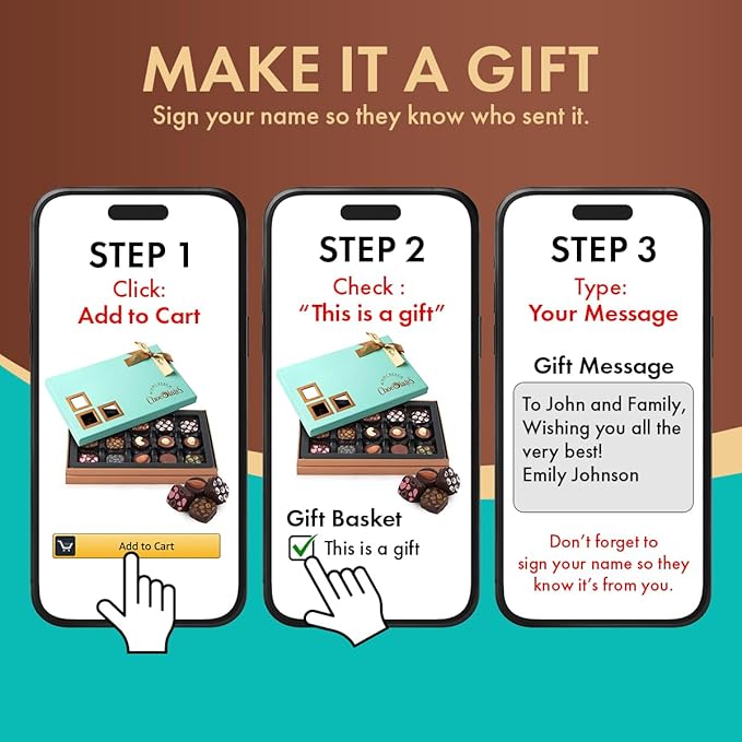 Dark Chocolate Truffles Gift Box, 24 Pieces of Chocolates Gift Box, Ultimate Assorted Chocolates for Birthdays, Holidays or Corporate Gifts, A Premium Chocolate Experience Made for Gifting