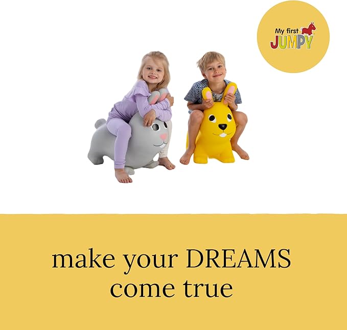 GERARDO'S Jumpy Toddler Bouncer - Animal Bouncy Bunny for Kids - Ride On Bouncy Animals for Toddlers 1-3 - Inflatable Hopper Toys for 1 + Year Old Girl or Boy - Indoor and Outdoor Birthday Gifts