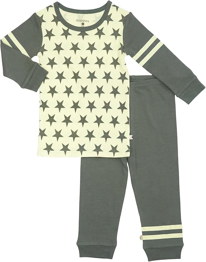 Babysoy Long Sleeve Unisex Lounge Set - Organic 2-Piece PJ Playwear Sets for Baby and Toddler