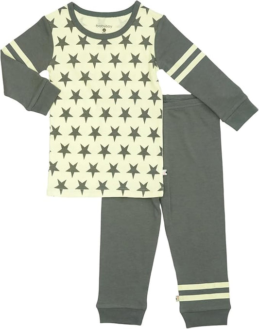Babysoy Long Sleeve Unisex Lounge Set - Organic 2-Piece PJ Playwear Sets for Baby and Toddler