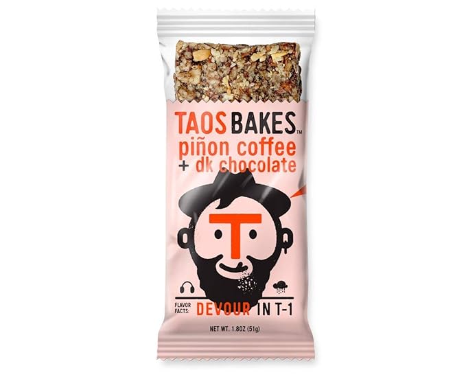 Taos Bakes Snack Bars - Piñon Coffee + Dark Chocolate - Gluten Free, Non-GMO Healthy Granola Bars - Nutritious & Delicious Baked Bars - 1.8oz