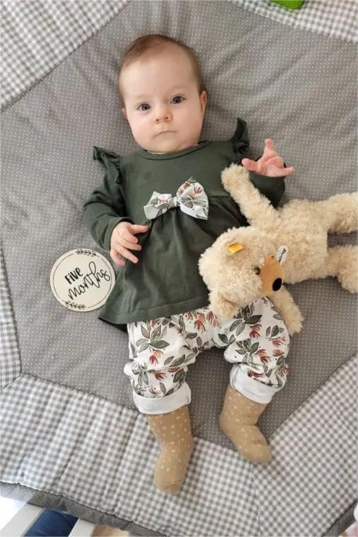 3PCS Baby Girl Clothes Ruffle Floral Shirt Tops Pants Headband Outfit Sets