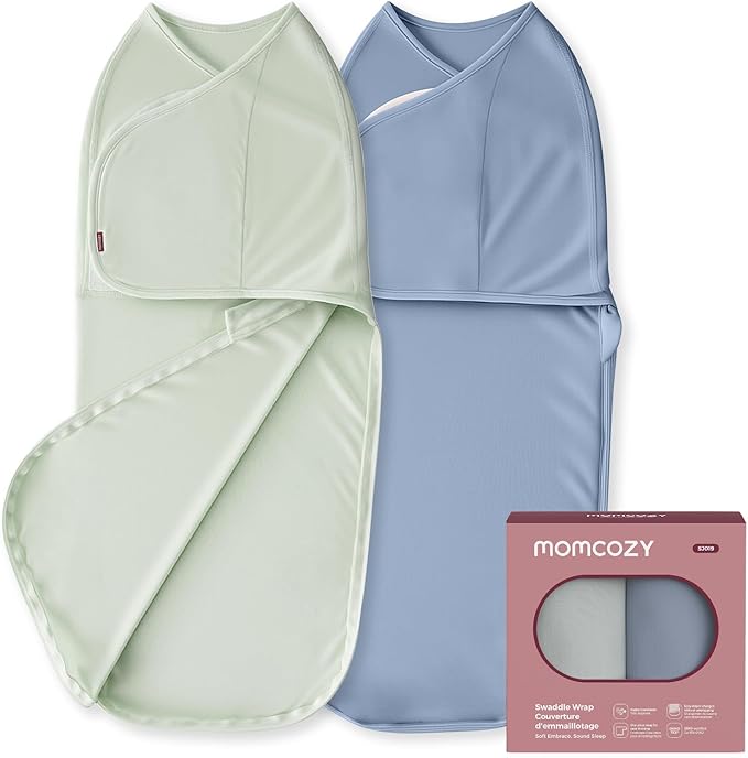 Momcozy Swaddles for Newborns, Quiet Fastner Suitable for Infant 0-3 Months, New-Parent-Friendly Swaddle Sack, Reduce Startle Reflex, Newborn Boys Girls Registry Essentials, 2-Pack, Serenity